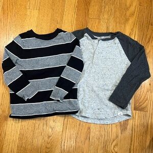 Lot of 2 Gap Long Sleeve Tees. Henley & Stripes